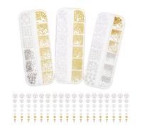 TEHAUX 3 Boxes Plastic Nail Charms with Half-round Pearls and Flat-back Rhinestones for Manicure Decorations, Enhance Creativity, Suitable for Daily Wear and Parties