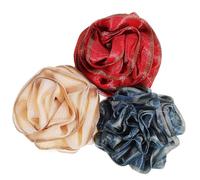 TEHAUX 3 Pcs Rose-Shaped Pe Skin-Friendly Soft Loofah Shower Sponges 70g Each, Exfoliating Bathing Balls with Navy, Khaki Red Colors for Body Scrubbing and Showering