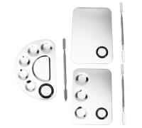 TEHAUX 3 Sets Nail Color Palettes Makeup Palettes Stainless Steel Simple Shape Anti-rust Easy to Wipe Lightweight for Nail Art Professionals and Beginners in Salons