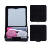 TEHAUX 3 Sets Portable Contact Cases Mirror, Black Travel Storage Kit for Lenses, Compact DIY Eye Care Companion Box for Daily and Travel Use