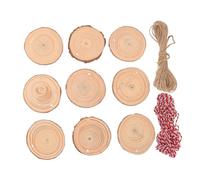 TEHAUX 30 Pcs Natural Pine Wood Slices with Bark Unfinished Wood Circles Thick for DIY Crafts Wedding Christmas Ornaments Includes Jute and Cotton Strings for Hanging Decorations