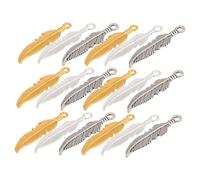 TEHAUX 300PCS Vintage Alloy Plume Charms with Long Leaf Dangle Pendants for DIY Necklace Earrings Bracelet Making Mixed Antique Silver Gold for Jewelry Craft Supplies