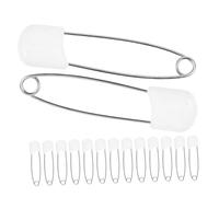 TEHAUX 30pcs Large Baby Diaper Safety Pins White Cloth Diaper Pins Locking Closure for Infant Cloth Fastening and Baby Care