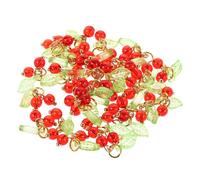 TEHAUX 30pcs Red Cherry Charms for Jewelry Making DIY Craft Accessories Fade Resistant Cute Fruit Pendants for Bracelets Necklaces Earrings Keychains Symbol of Luck and Prosperity