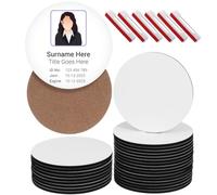 TEHAUX 30pcs Round Sublimation Blank Name Badges with Pins for Work and Conferences, Wood-Based Panel Material with Polished and Professional Appearance, Versatile Uses for DIY Craft
