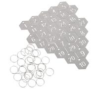 TEHAUX 30pcs Stainless Steel Number Key Tags with Hexagon Design and Key Rings Numbered 1-30 Metal Identification Plates for Office Hotel Room and Industrial