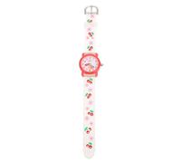 TEHAUX 3D Silicone Cartoon Waterproof Quartz Watch for Students, Cherry Pattern White Student Wristwatch for Elementary School
