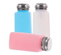 TEHAUX 3Pcs 250Ml Stainless Steel Nail Polish Remover Bottles with Press Pump, Empty Pressing Solvent Dispenser for Manicure and Nail Care in Random Colors