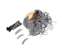TEHAUX 3pcs Bald Head Toupee Set with Mustache and Eyebrows for Costume Parties Halloween Old Man Hairpiece Bald Scalp Wig Skinhead Cover Versatile Styling