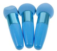 TEHAUX 3Pcs Blue Handheld Makeup Pens Heart-Shaped Makeup Sponges for Blending Female Portable Beauty Tools Supplies