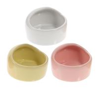TEHAUX 3pcs Ceramic Food Bowls Eating Basin Creative Anti-bite Base-heavy Bowl for Food and Water Suitable for Hamster and Squirrel Random Color