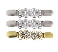 TEHAUX 3pcs Creative Tulip Shaped Shawl Clips for Women in Silver, Zinc Alloy with Dazzling Zircon Design, Anti-slip and Portable Cardigan Pins for Daily Wear and On-the-go Styling