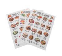 TEHAUX 3pcs Diabetic Food List Wall Chart Set Low Sugar Meal Planner for Diabetes Prediabetes Diet Guide with Grocery Planner Healthy Recipes for Beginners Kitchen Nutrition Decor