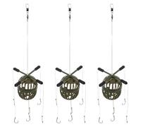 TEHAUX 3pcs Fishing Feeder Bait Cage with Hooks for Carp Fishing Stable Hooked Design and Precise Bait Release Abs and High Carbon Steel Material Outdoors