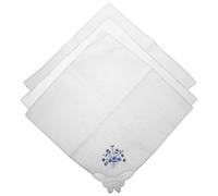TEHAUX 3pcs Flower Embroidery Pattern Handkerchief Embroidered Handkerchief Delicate Cotton Fabric for Lady Elegant Lace Trim Corner Gift for Mom and Wife