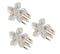 TEHAUX 3Pcs Flower Hair Claw Clips Alloy Hair Clasp Ornament Golden Mini Decorative Clamps for Women Easy to Wear for Daily Styling