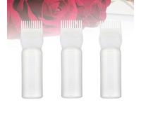 TEHAUX 3pcs Hair Coloring Bottle Hair Applicator Comb with Scale 60ml Plastic White for Hairdressing Even Color Distribution