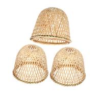 TEHAUX 3pcs Handmade Natural Woven Rattan Lamp Shades Retro Bamboo Light Covers for Table Lamps Soft Non Glare Lighting for Hallways and Tea Houses Space Saving Decorative Fixture