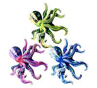 TEHAUX 3pcs Iron Octopus Wall Hanging Decor Set, Weatherproof Metal Sculpture with Coastal Charm, for Nautical Themed Environments and Outdoor Patio Garden Walls