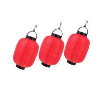 TEHAUX 3pcs Japanese Foldable Paper Lanterns with Light Red Indoor Outdoor Decorations for Sushi Restaurants Parties Festivals and Weddings