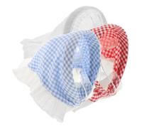 TEHAUX 3pcs Lightweight Plaid Headband with Headscarf for Women, Pastoral Style Hairband Featuring Delicate Lace Edge, for Attending a Party or Taking Photos