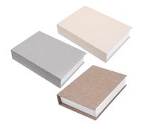 TEHAUX 3pcs Linen Fake Books Decorative Boxes with Lid, Small Minimalist Pretend Book Storage for Coffee Table, Bookshelf and Home Display, Vintage Style Linen Bookcase Stack for Hidden