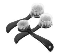 TEHAUX 3Pcs Manual Facial Cleansing Brush Set with Natural Horn Handle, Large Black Round Head Exfoliating Face Scrubber for Women’S Daily Skin Cleaning and Travel Use