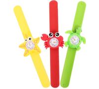 TEHAUX 3pcs Marine Animals Cartoon Slap Watches for, Plastic Wristwatch Set Crab, Turtle, Colorful Random Bands for ’s Casual Wear Random Color