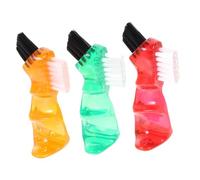 TEHAUX 3PCS Mini Denture Brush Set Double-Head Small Toothbrush for Oral Care, Portable Household Cleaning Brushes in Red, Orange, Green for Personal Denture Hygiene