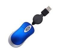 TEHAUX 3pcs Mini USB Wired Mouse Portable Telescopic Optical Mouse for Notebook and Desktop Computer Compact Blue Design Compatible with Windows Xp Vista for Office and Home Use