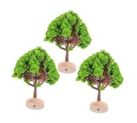 TEHAUX 3pcs Miniature Diorama Street Trees with Base for Train Scenery Realistic Micro Landscape Model Trees for DIY Architectural Model Moss Garden Decor