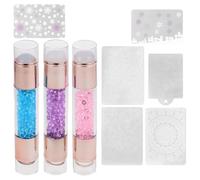 TEHAUX 3pcs Nail Art Stamper Double-ended Silicone Manicure Stamper with Pattern Transfer and Seal Head Protection, for Practice and Professional Nail Art Random Color
