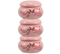 TEHAUX 3pcs Portable Ceramic Refillable Lipstick Sample Container Small round Sealed Jars with Secure Lid for Face Creams and Body Powders On-the-go Touchups