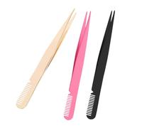 TEHAUX 3Pcs Precision Eye Lash Tweezers Set with Comb, Lightweight Stainless Steel Eyebrow Tweezers for Travel and Home Use, Easy to Carry Lash Applicator Tool for Girls and Women
