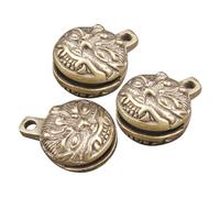 TEHAUX 3pcs Retro Brass Bell Pendants with Animal Embossment Small DIY Craft Bells for Jewelry Making Keychain Charms Wind Chimes and Holiday Decorations
