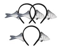 TEHAUX 3pcs Salted Fish Headband Set for Women Featuring Acrylic and Plush Material with Eyecatching Design, for Live Streaming, Cosplay, and Holiday Events Party Accessory