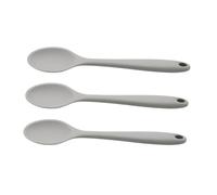 TEHAUX 3Pcs Silicone Non-Stick Kitchen Spoons for Stirring Mixing and Serving Salad Cooking Utensils with Rounded Edges Grey