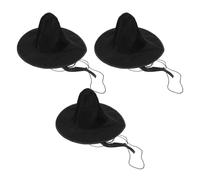 TEHAUX 3pcs Traditional Korean Hat for Men Lightweight Velour Flat Top Wide Brim Hat Stable Design and Intricate Embroidery, for Halloween Cosplay and Dance Performance
