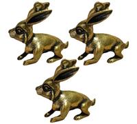 TEHAUX 3pcs Vintage Copper Rabbit Keyring Charms Retro Brown Finish, Easy to Carry Decoration Accessories for DIY Jewelry and Modern Home Use