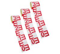 TEHAUX 3pcs Water Level Meter Tape with Self-Adhesive Red Reflective Strips, Weatherproof PVC Material, Precision Measurement, Fade-Resistant Level Ruler for Outdoor Monitoring