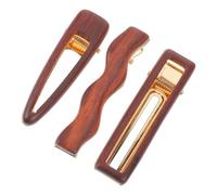 TEHAUX 3PCS Wood Duckbill Hair Clips for Women, Small Lightweight Minimalist Barrettes in Rectangular, Triangle, and Wave Shapes, Natural Sandalwood Hair Accessories for Party and Daily