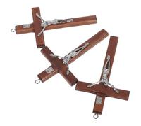 TEHAUX 3pcs Wooden Jesus Cross Pendants Rustic Decorative Hanging Crucifix Charms Spiritual Christian Ornaments for DIY Jewelry Making Craft Projects for Ceremonies Faith Sharing