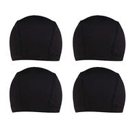 TEHAUX 4 Pcs Black Spandex and Polyester Wig Elastic Dome Caps for Wig Making and Hip Hop Activities, Easy to Use and Carry with Practical Professional Design