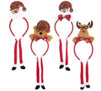 TEHAUX 4 Pcs Christmas Headband with Reindeer Snowman Bear Santa for Adults
