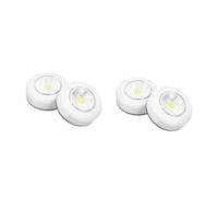 TEHAUX 4 Pcs LED Push Touch Lights Battery Operated Portable Emergency Night Lamps with Bright White Cob LED Self Adhesive for Cabinets Closets Kitchen Workshop Wall Stickers