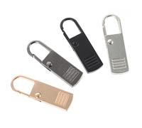 TEHAUX 4 Pcs Zipper Extenders Detachable Metal Zipper Pulls for Clothes Bags Suitcases Easy to Use Silver Black Gold Gunmetal