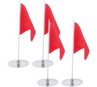 TEHAUX 4 Sets Golf Cup and Flag Set for Practice Putting Green with Sturdy Stainless Steel Hole Cups and Red Oxford Cloth Flags, Easy Installation for Official Courses and Backyard