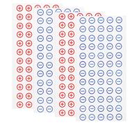TEHAUX 4 Sheets PVC Self Adhesive Battery Polarity Stickers in Red and Blue for Power Distribution Block, Versatile and Easy Labeling Electrical Warning Stickers Suitable for Toolkit