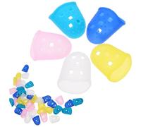 TEHAUX 40 Pcs Large Silicone Finger Protection Covers, Wear-Resistant Fingertip Guards for Counting Money, Practical Finger Stalls in Yellow, Sky Blue, Navy, Pink,
