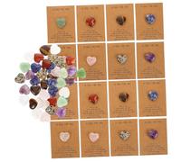 TEHAUX 40 Sets Valentine's Day Greeting Cards with Natural Heart Shaped Stones Charming Exchange Cards for Birthday Presents Romantic Party Favors for Girlfriend Holiday Celebrations